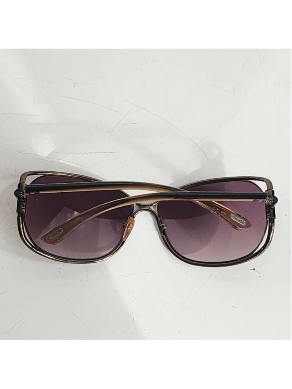 TOM‎ FORD Eugenia Bronze Brown Purple Oversized Sunglasses